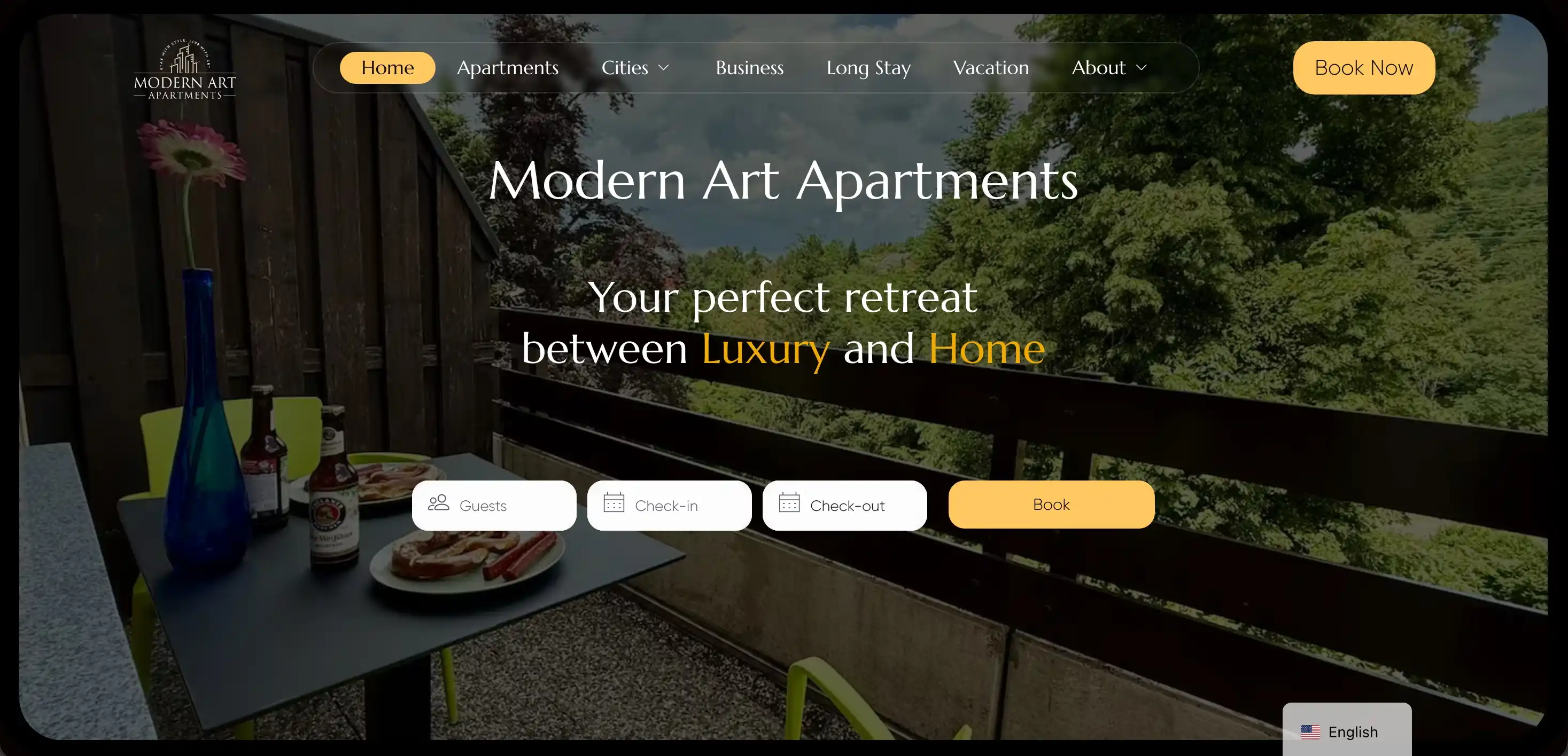 Modern Art Apartments website preview