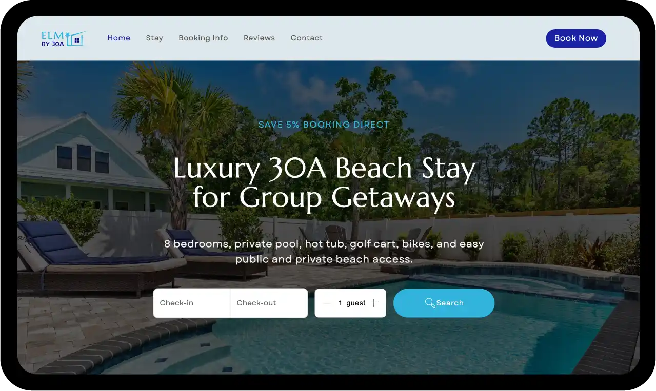 Elm by 30A website preview