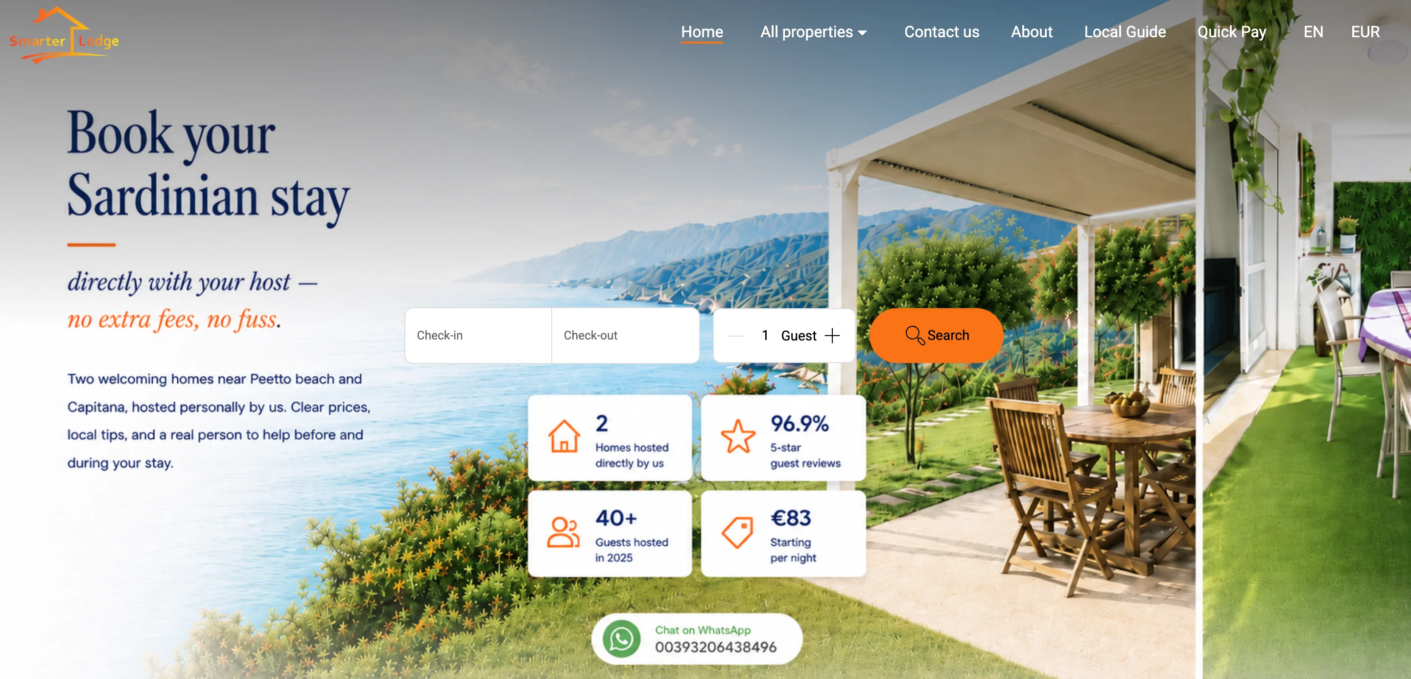Smarter Lodge Lodgify booking website preview